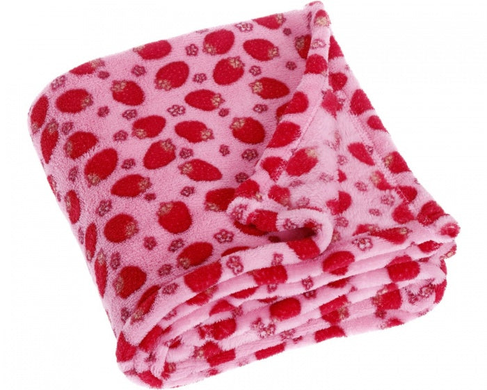 fleecedeken aardbeien 75 x 100 cm roze