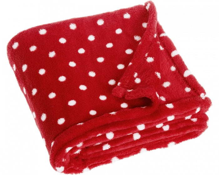 fleecedeken gestipt 75 x 100 cm rood