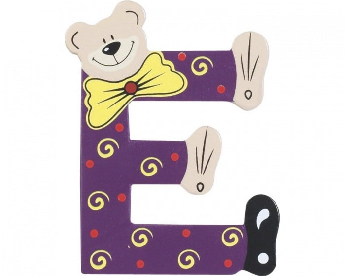 letter E beer hout 10 cm