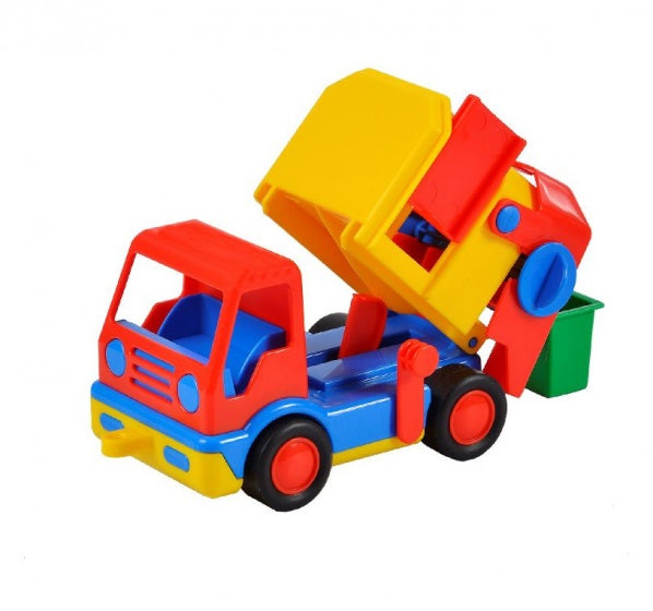 vuilniswagen 19 cm rood/geel