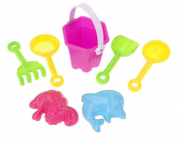 strandsetje roze 12 cm 7-delig