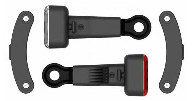 fietsverlichting AMS Constant staal rood/wit 4 delig