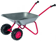 stalen kruiwagen zilver/rood