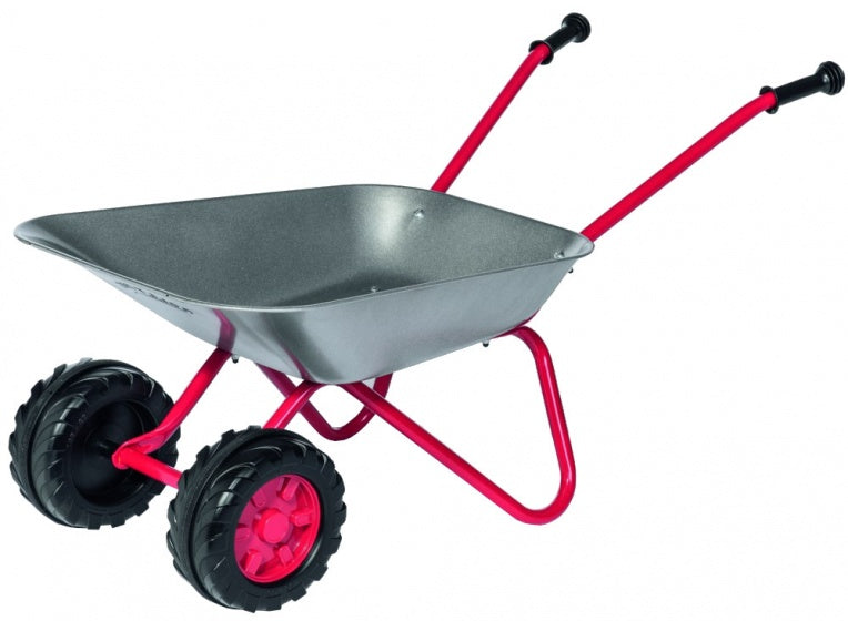 stalen kruiwagen zilver/rood