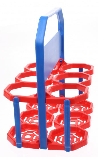 bidonhouder 6 bidons rood/blauw