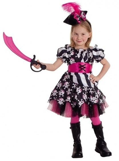 kinderkostuum piratenjurk meisjes polyester roze maat S