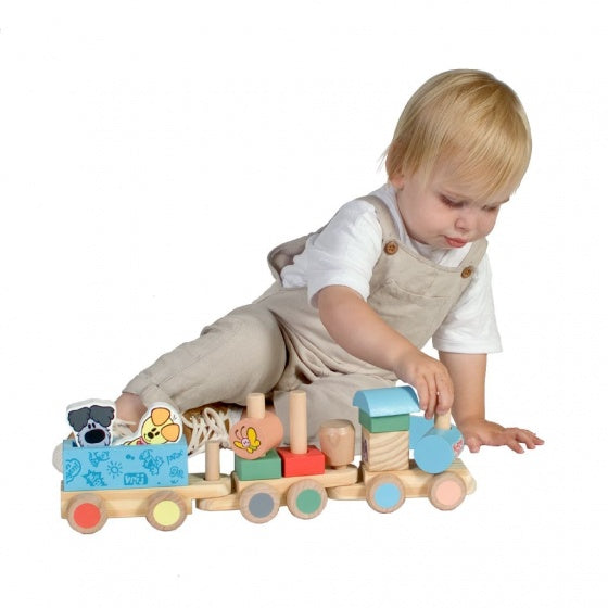 houten trein Woezel En Pip 45 cm