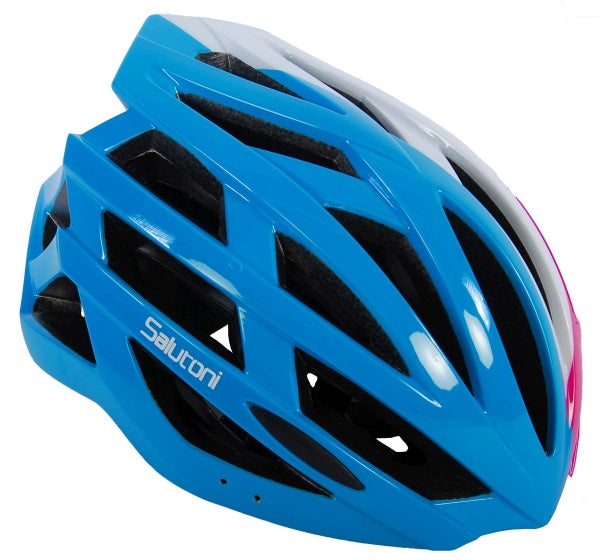 fietshelm dames blauw/wit/roze 58-61 cm