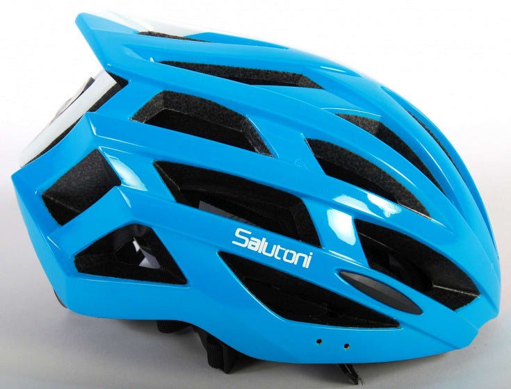 fietshelm dames blauw/wit/roze 58-61 cm