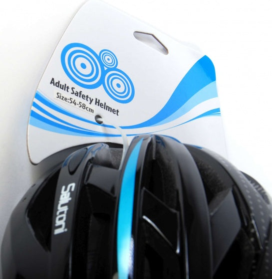 fietshelm heren zwart/blauw 58-61 cm