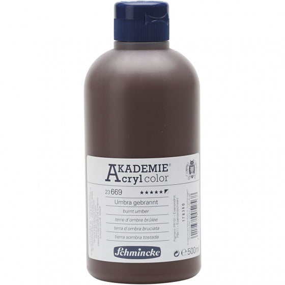 acrylverf Akademie 500 ml van umber-bruin