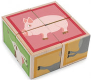 blokkenpuzzel Boerderijdieren junior 9 cm hout 4-delig