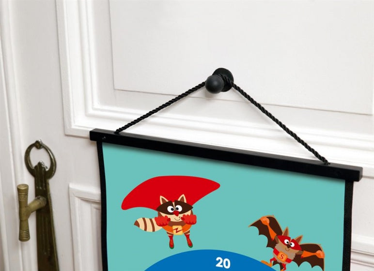 dartbord Superhelden 2-zijdig 60 x 38 met 6 dartpijlen