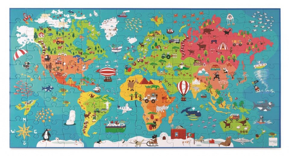 Puzzel wereldkaart 150 stukjes