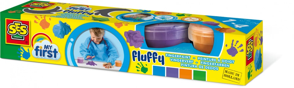 fluffy vingerverf 4 x 120 ml multicolor