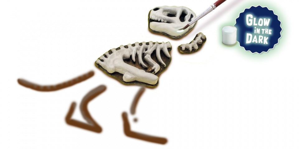 gieten en schilderen T-Rex met skelet glow in the dark