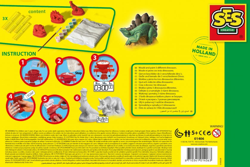gips gieten en schilderen dino's