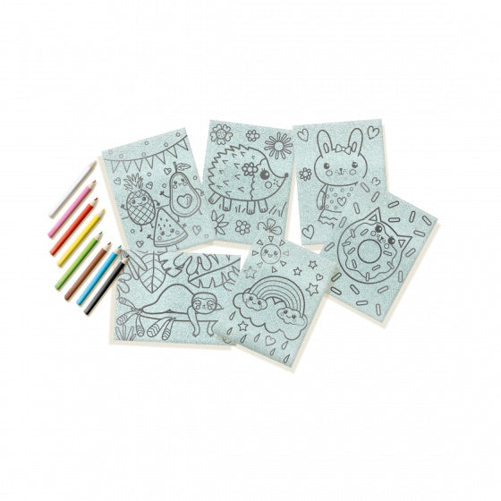 glitterkaarten 6 stuks 20 x 15 cm multicolor