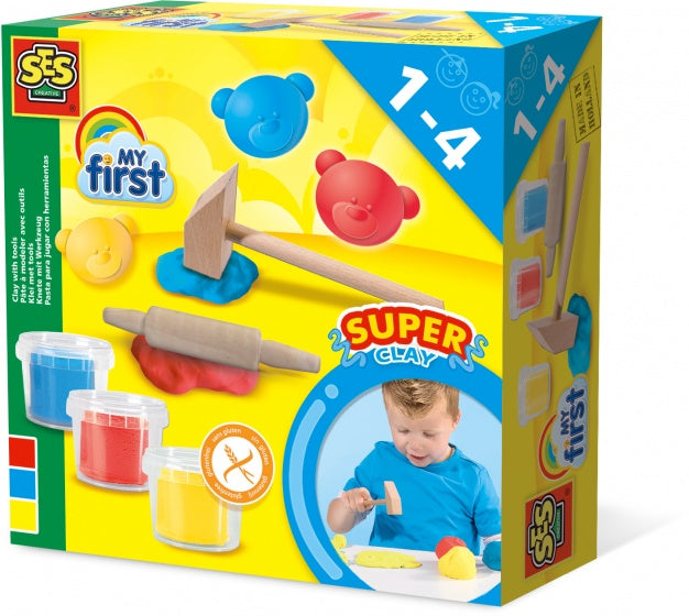 klei met gereedschap 3 x 90 gram multicolor