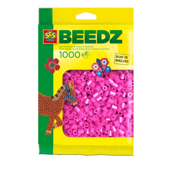 strijkkralen Beedz kunststof 1000 stuks neonroze