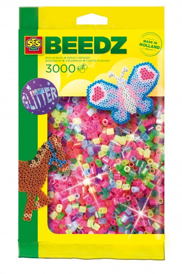 strijkkralenmix Glitter junior kunststof 3000 stuks