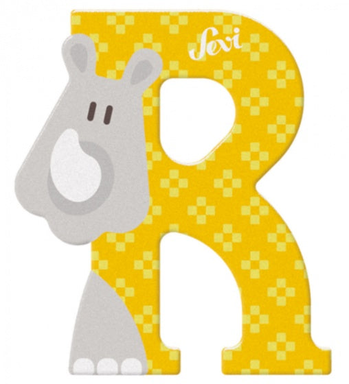 dierenletter R 8 cm geel