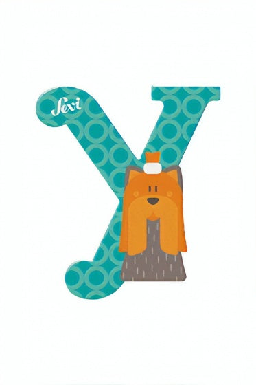 dierenletter Y 10 cm blauw