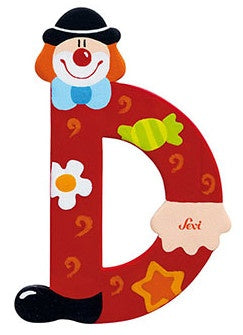 Letter D Clown 10 cm rood
