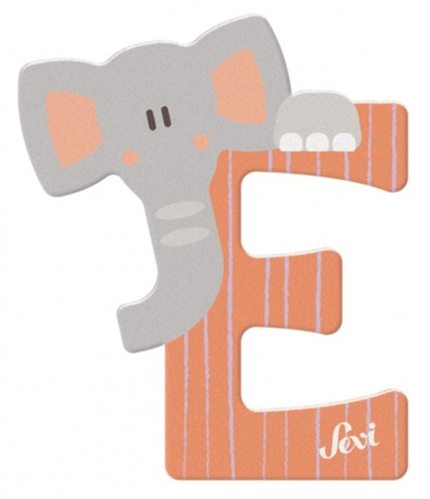dierenletter E 10 cm zalmroze/grijs