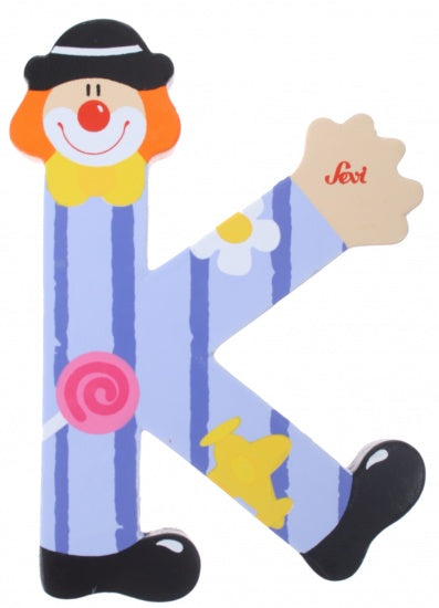 letter K clown 10 cm paars