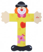 letter T clown 10 cm geel