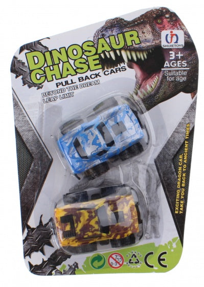monstertrucks dino-print 6 cm 2 stuks blauw/geel