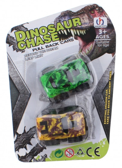 monstertrucks dino-print 6 cm 2 stuks geel/groen