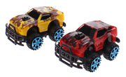 monstertrucks dino-print 6 cm 2 stuks geel/rood