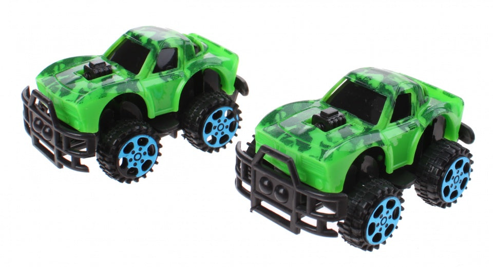 monstertrucks dino-print 6 cm 2 stuks groen