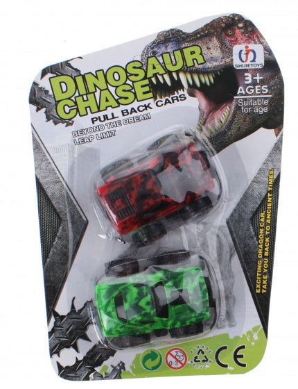 monstertrucks dino-print 6 cm 2 stuks groen/rood