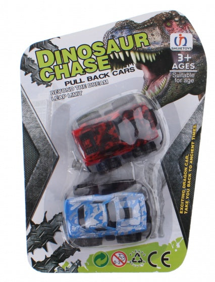 monstertrucks dino-print 6 cm 2 stuks rood/blauw