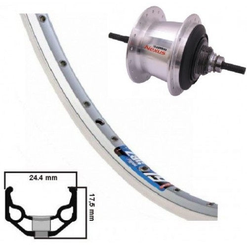 achterwiel 28 inch aluminium rollerbrake Nexus-7 zilver