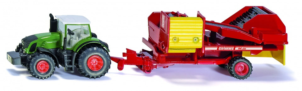 Fendt tractor met Grimme aardappelrooier rood/groen (1808)