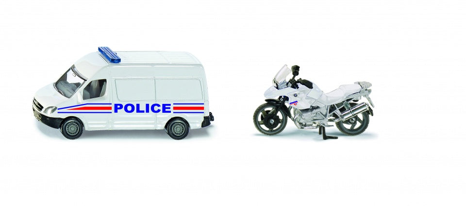 Frans politiebusje en politiemotor wit (1655001)