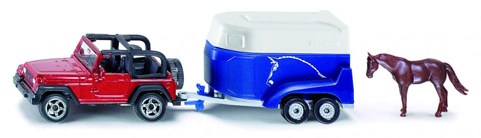 Jeep met paardentrailer rood/blauw (1651)