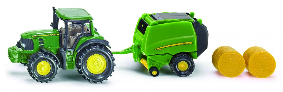 John Deere 7530 tractor met 990 balenpers groen (1665)