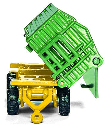 John Deere tractor met voorlader en aanhangwagen groen (1843)