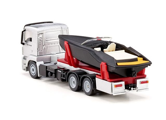 Man truck met motorboot 19 cm kunststof/aluminium (2715)