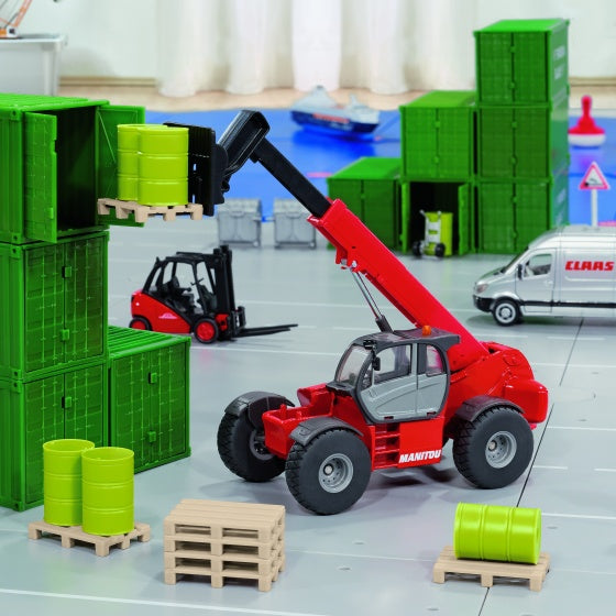 Manitou MHT 10230 verreiker met vork en pallets rood (3507)