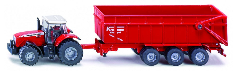 Massey Ferguson 8480 tractor met Krampe kipwagen rood (1844)