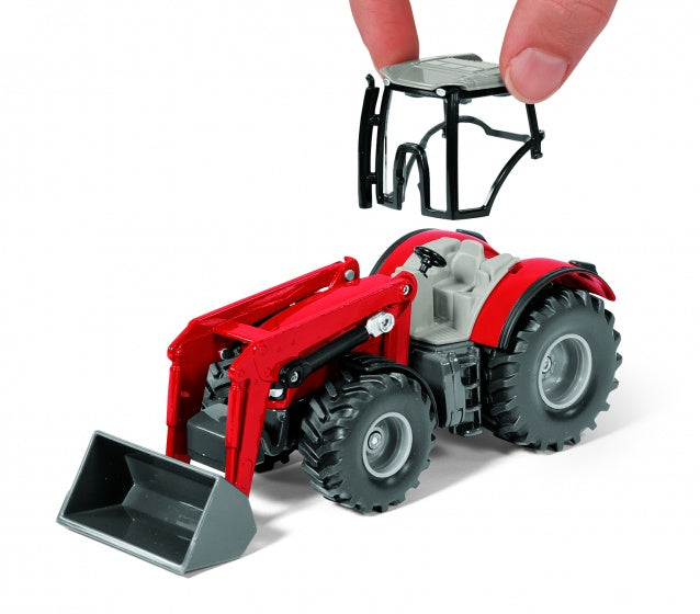 Massey Ferguson tractor met Pöttinger hakselwagen rood (1987)