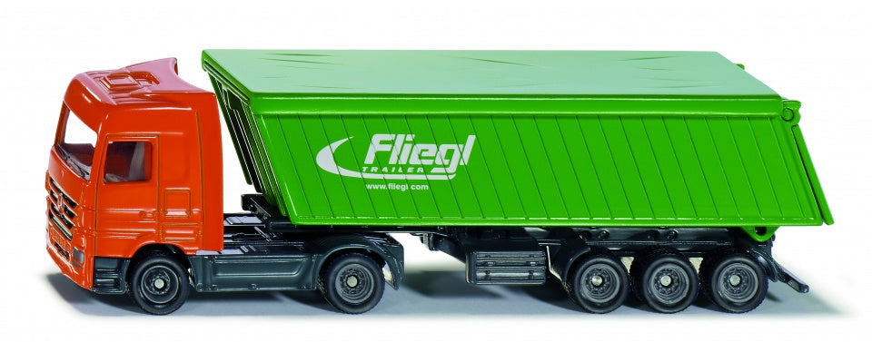 Mercedes-Benz vrachtwagen met kiptrailer oranje/groen (1796)