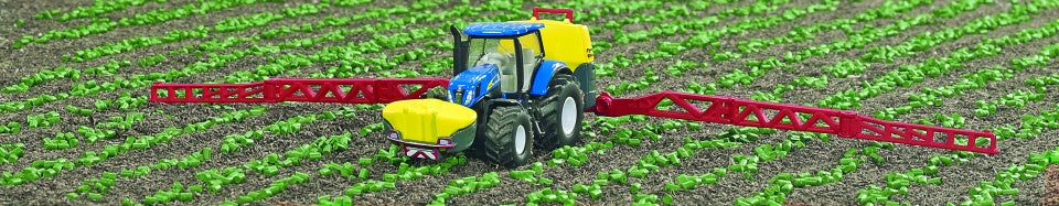 New Holland tractor met Kverneland landbouwspuit blauw (1799)