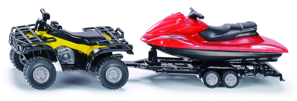 quad met trailer en jetski geel/rood (2314)